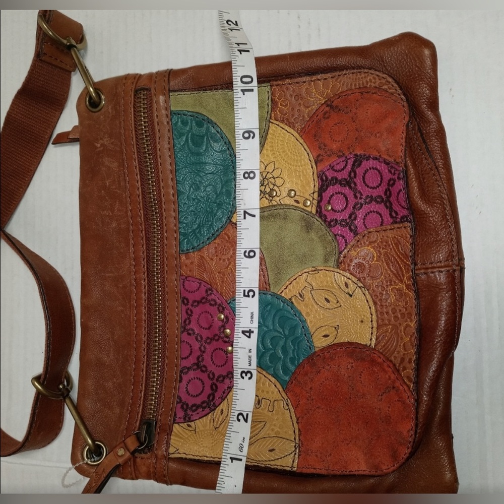 Fossil Leather Multicolor Patchwork Crossbody - image 4